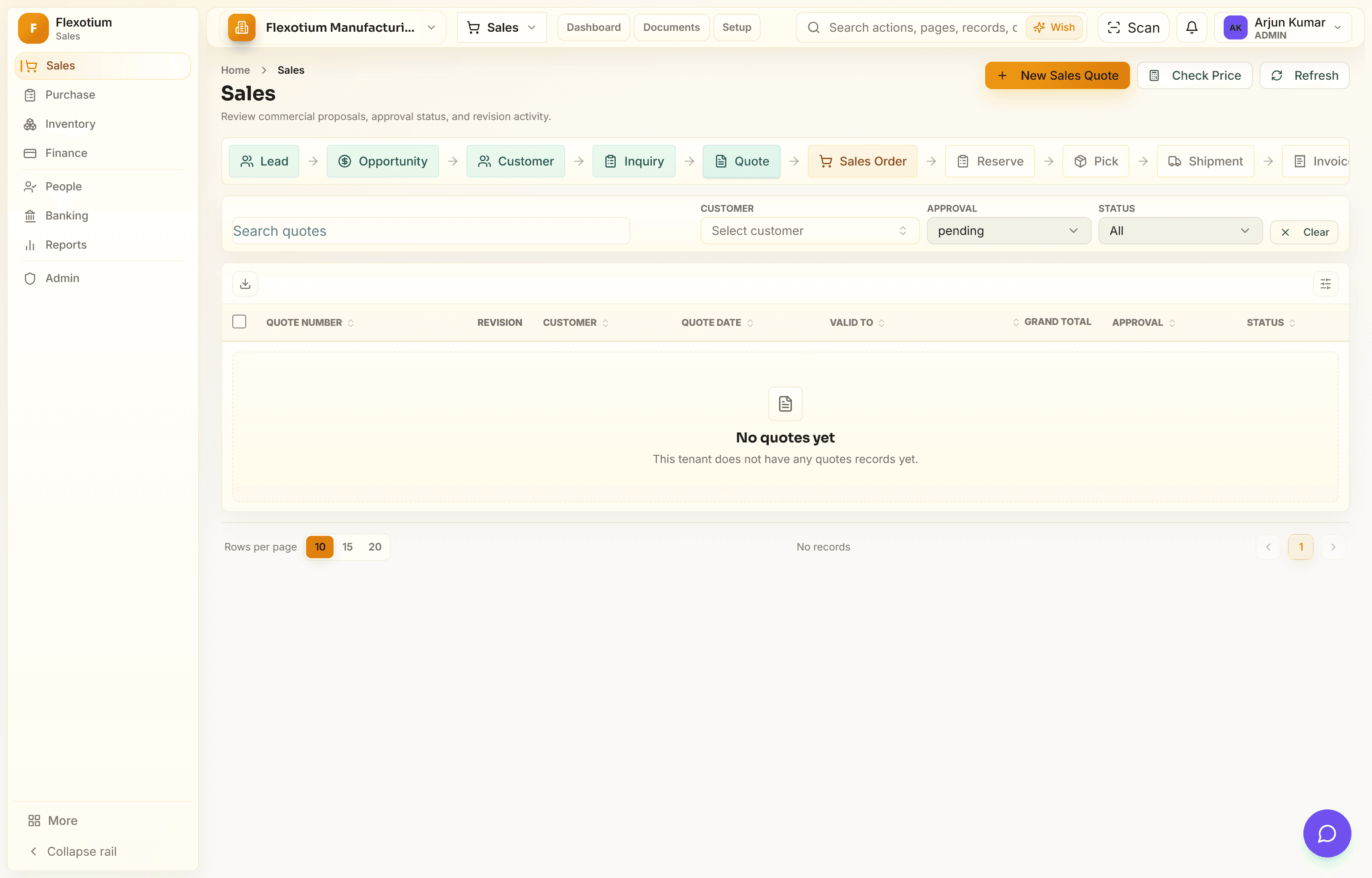 FlexotiumERP sales approval inbox