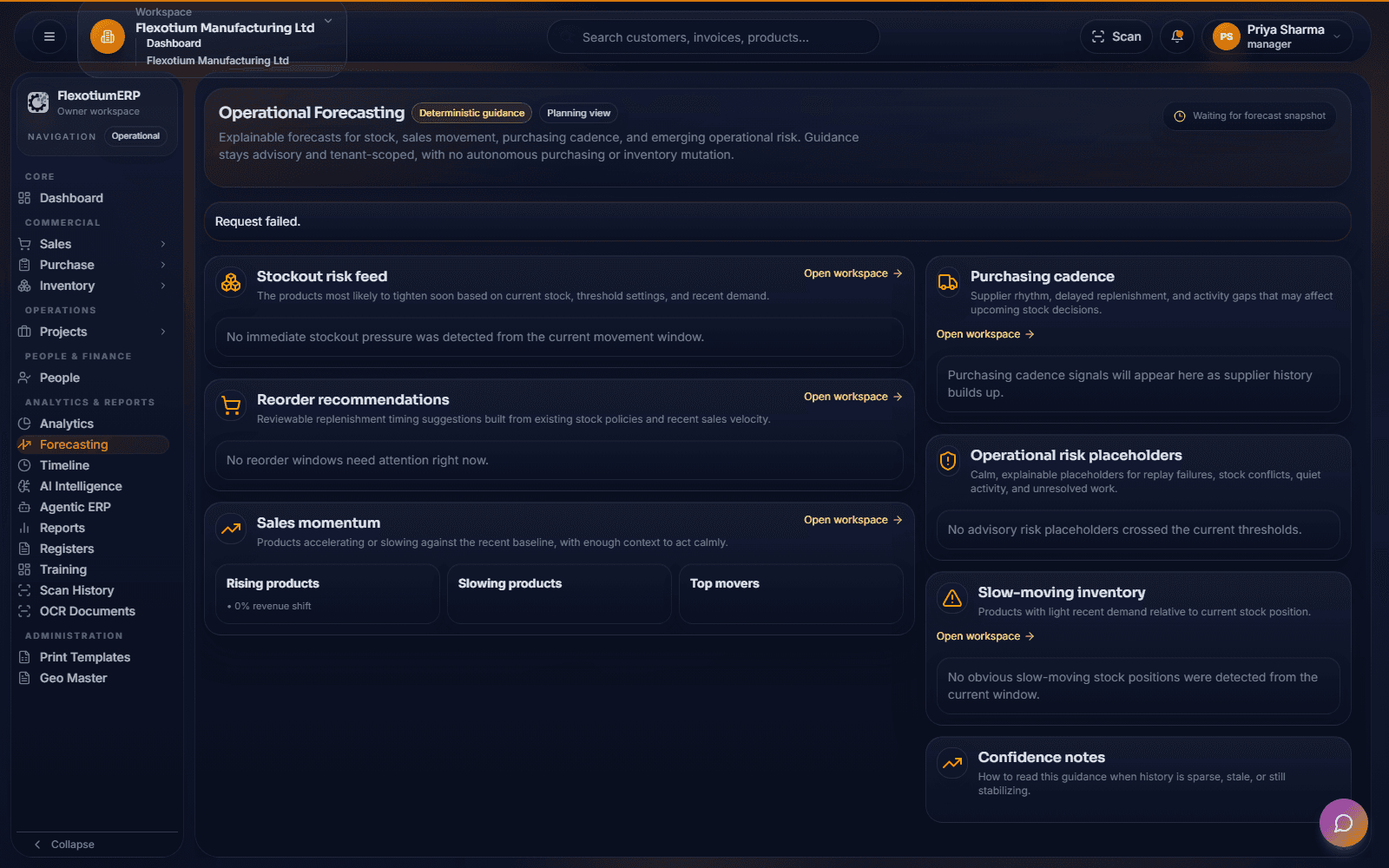 FlexotiumERP forecasting console